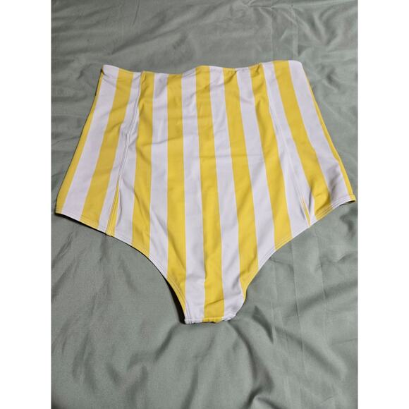 Kortni Jeane large women's  yellow striped high waist swimsuit bottom - Picture 2 of 3